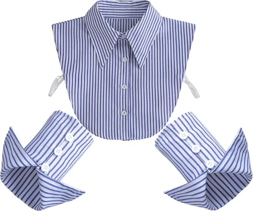 Vista 10 de YEKEYI Cuello Falso de Camisa Cuello Falso Desmontable Puños de Muñeca Puños de Manga Falsa Cuello de Media Camisa