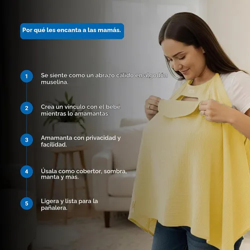Vista 4 de Funda de lactancia de muselina para lactancia materna del bebé, ventana Peekaboo -100% algodón transpirable, chal de lactancia de privacidad