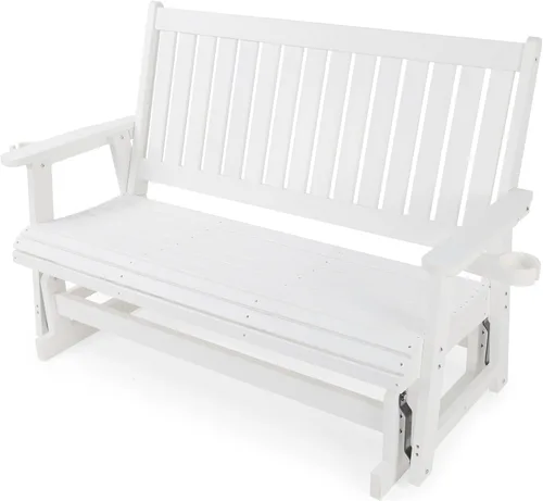 Vista 11 de HIPS Silla de columpio para patio con portavasos, resistente a todo tipo de clima, respaldo alto y asiento profundo contorneado, resistente para 900