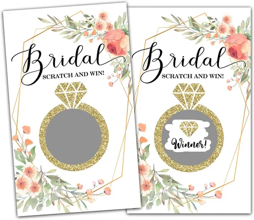 Vista 6 de Juego de 50 tarjetas para raspar para despedida de soltera, tarjetas de boletos de lotería para despedida de soltera, boda, fiesta de compromiso