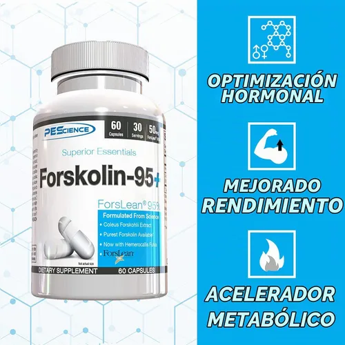 Vista 2 de PEScience Forskolin Capsules, 95% puro extracto de forskolina, patentado ForsLean, 60