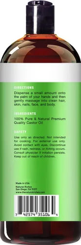 Vista 9 de Natural Riches Aceite de ricino orgánico, prensado en frío, certificado USDA para el crecimiento del cabello, pestañas más gruesas, cejas, hidrata