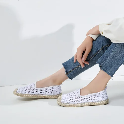 Vista 7 de BABUDOG Zapatos planos de malla transpirable para mujer, mocasines suaves, mocasines blancos sin cordones