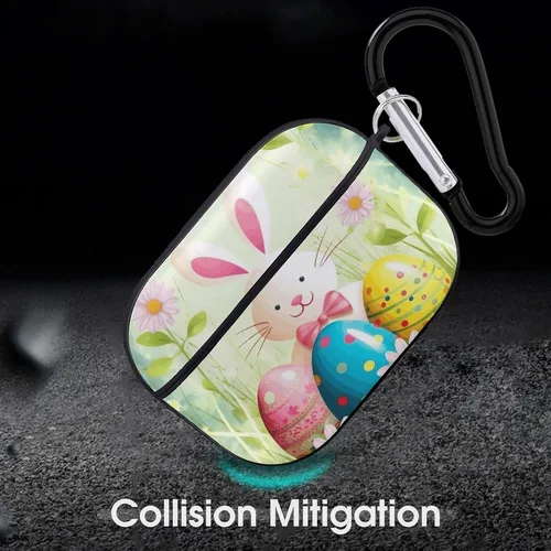 Vista 6 de Spring Happy Easter Holiday Headphone Cover for AirPods Pro 2nd 1st Generation Case Cover with Keychain, Shockproof Hard Shell Protective Case for