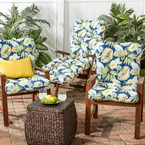 Vista 113 de Greendale Home Fashions Juego de 2 cojines de asiento y respaldo para exteriores, diseño Adobe Stripe 2