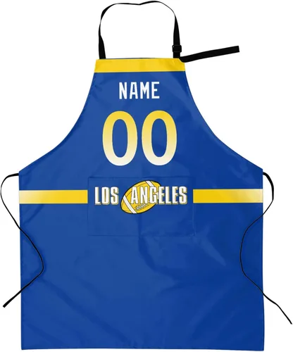 Vista 19 de Delantal con bolsillos, nombre personalizado y número, regalos personalizados para hombres y mujeres fanáticos del fútbol