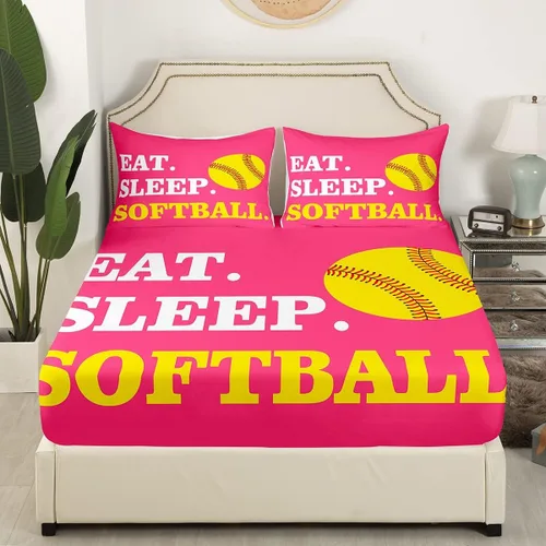 Vista 95 de Feelyou Juego de sábanas de béisbol para niños, juego de sábanas con temática deportiva de pelota, tamaño individual, para niños, adolescentes