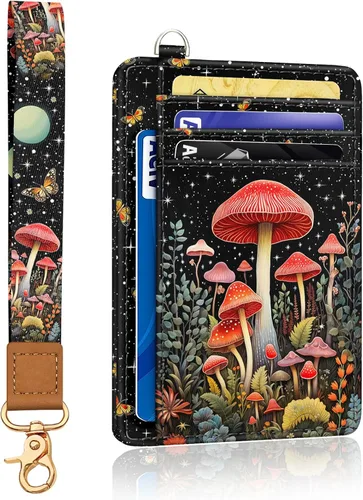 Vista 14 de Yonlevres Cartera delgada para tarjetas de crédito, cartera RFID para mujer, bolsillo frontal, soporte para tarjetas pequeñas, estuche para tarjetas