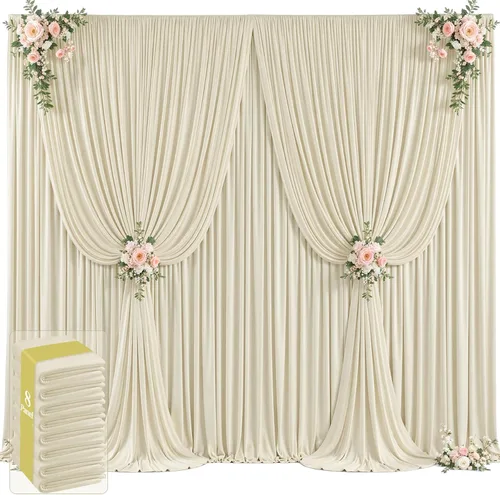 Vista 11 de 20 pies x 12 pies Cortinas de Telón de Fondo Azul Bebé Sin Arrugas para Bodas y Fiestas, Telón de Fondo de Tela Azul, Cortinas para Bodas