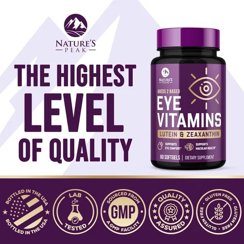 Vista 4 de Nature's Peak - Vitaminas para los ojos, vitamina 3 veces más fuerte para la salud ocular con luteína y zeaxantina, Vision Macular Health Soporte