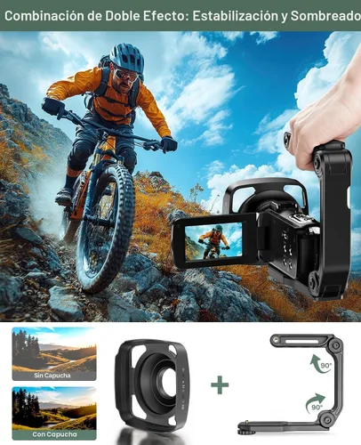 Vista 4 de Videocámara 4K 64MP para vlogging, cámara para YouTube, pantalla táctil de 3.0", zoom digital de 18 aumentos, visión nocturna IR con micrófono