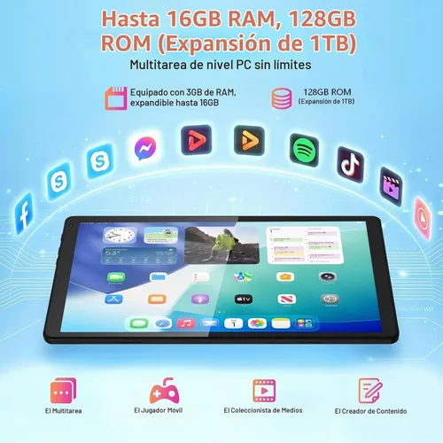 Vista 7 de Tablet Android de 10.1 pulgadas, 4G LTE Dual SIM, 24 GB de RAM, 256 GB de almacenamiento, soporta extensión de 1 TB, pantalla táctil IPS, cámara