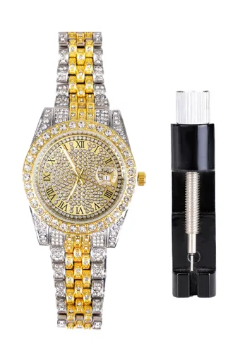 Vista 7 de Accesorio de Reloj Dorado Bling para Disfraz Multicolor