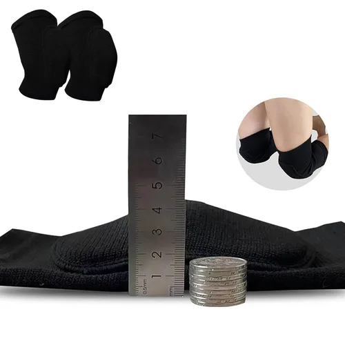 Vista 2 de YYaaloa Rodilleras de esponja transpirable flexible y elástica para voleibol, baile, fútbol, yoga, baloncesto y patinaje (M, negro, 1 par)