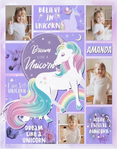 Vista 15 de Artsadd Manta facial personalizada de princesa para niñas, personalizada con cara de niños, manta personalizada para niños, nombre de foto de bebé
