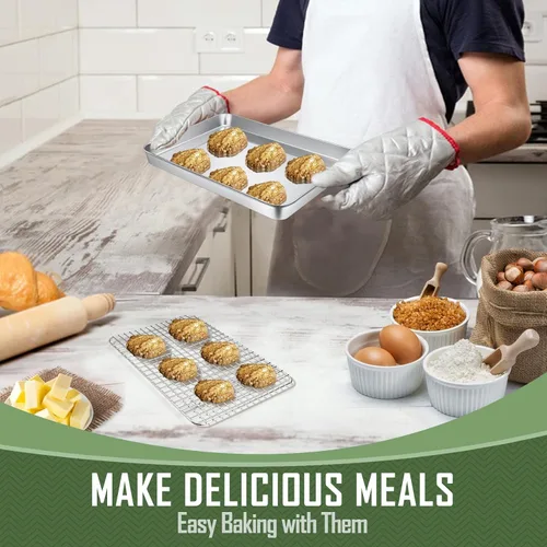 Vista 5 de Joyfair - Bandeja para hornear de 9 pulgadas con estante de enfriamiento, bandejas para horno tostador de acero inoxidable con rejillas de rejilla