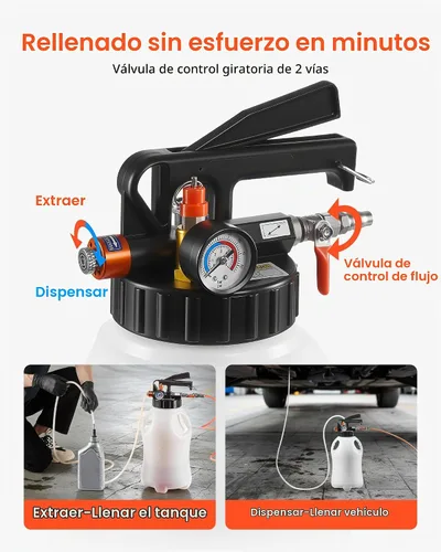 Vista 3 de VEVOR Bomba de fluido de transmisión, extractor neumático de líquido de aceite de 8 L, bomba de transferencia de dispensador de recarga ATF con 15