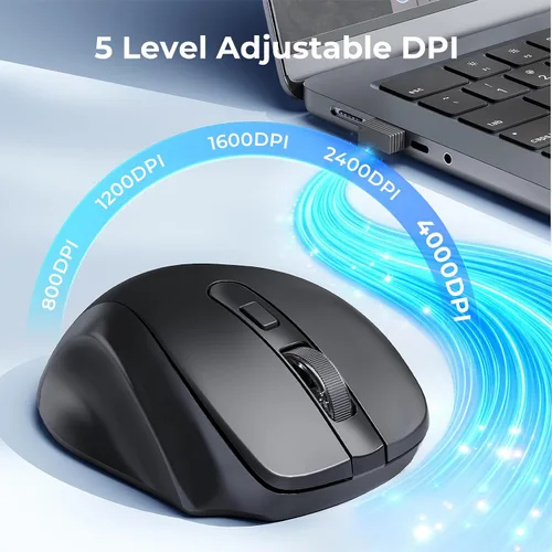 Vista 3 de Redragon Combo de teclado y mouse inalámbrico, teclado de computadora ergonómico de tamaño completo de 2.4G y mouse inalámbrico ajustable de 5