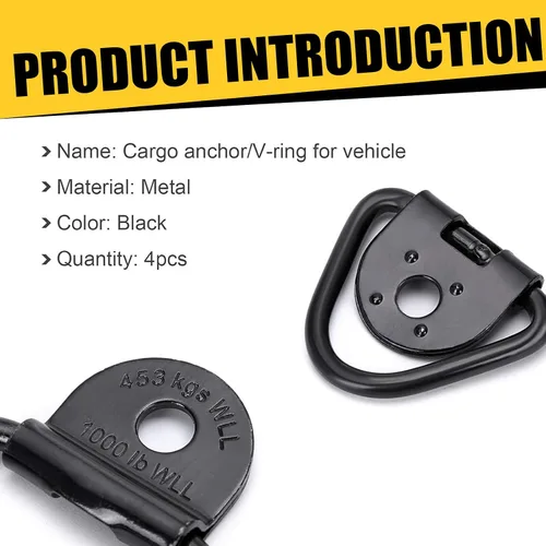Vista 3 de Pack-4 - Anclaje de amarre con anillo en forma de V para automóvil, accesorios multiusos de 2.3 x 2.2 pulgadas, accesorios de amarre de caja