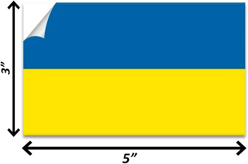 Vista 2 de IGNIXIA Calcomanías de coche con bandera de Ucrania de 3 x 5 pulgadas (paquete de 2) calcomanías de bandera ucraniana para automóvil, calcomanías