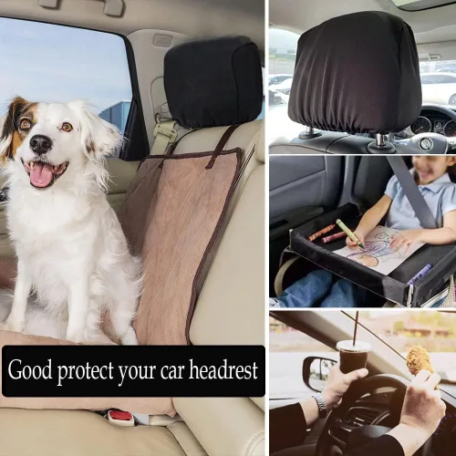 Vista 2 de 8 piezas Fundas para reposacabezas de coche, suaves, lavables, a prueba de suciedad, protectores de reposacabezas para coches, universales, aptas