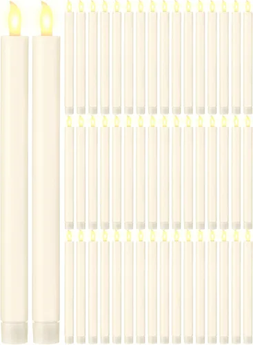 Vista 17 de Funtery 48 velas LED sin llama, marfil, 8 pulgadas, estilo compacto