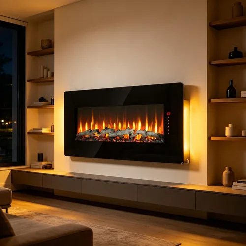 Vista 9 de Chimenea eléctrica de 36", 16 llamas ajustables, independiente/montada en pared/empotrada, inserto de chimenea de 1400W, chimenea eléctrica de pared