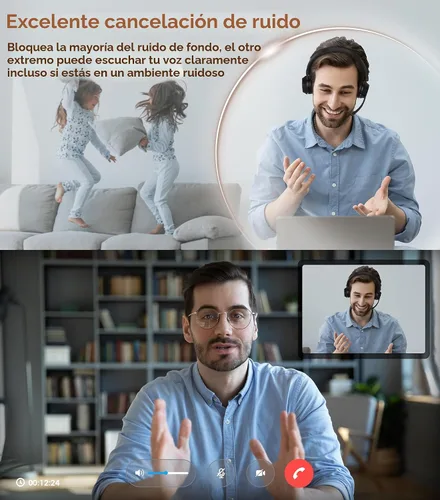 Vista 2 de (Versión mejorada) Auriculares inalámbricos, auriculares Bluetooth con micrófono con cancelación de ruido, los mejores auriculares con micrófono