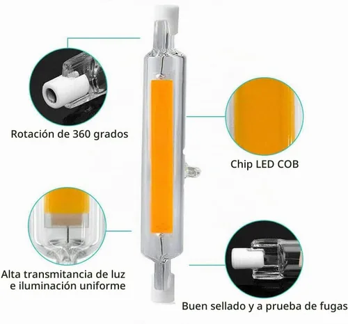 Vista 4 de R7s - Bombillas LED de 4.646 in, 20 W, luz LED COB de doble extremo, bombillas halógenas de 150 W, repuesto de bombilla halógena regulable, luz