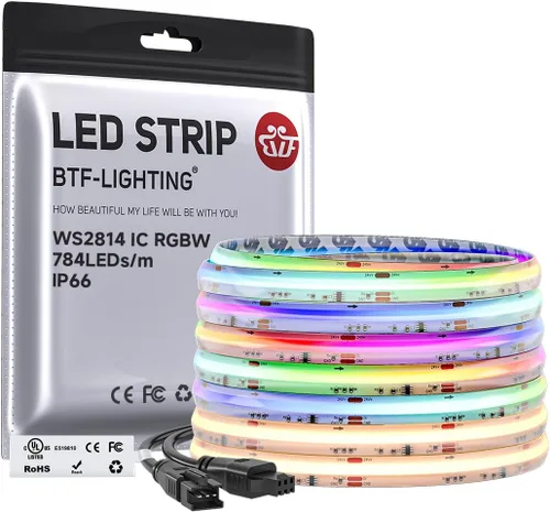Vista 16 de BTF-LIGHTING Tira LED FCOB COB WS2814 IC RGBW 6000K Flexible de Alta Densidad con Efecto de Persecución de Color Uniforme 3m DC24V 896LED/m 16IC/m