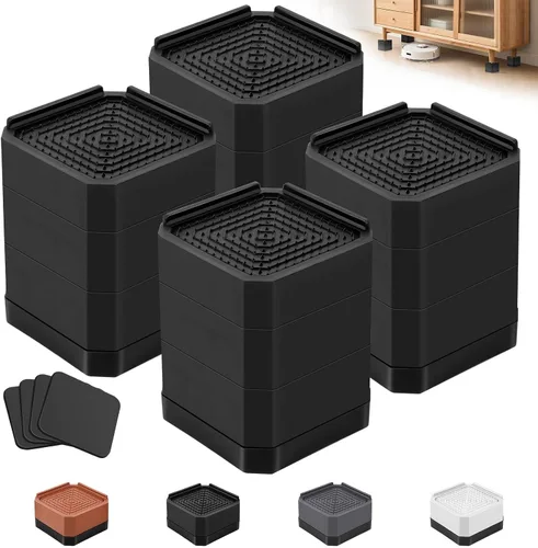 Vista 16 de Elevadores de cama para muebles – Elevador de bloque rectangular ajustable para elevar 1.5-3 pulgadas y 4.3 pulgadas camas, mesas, sofás