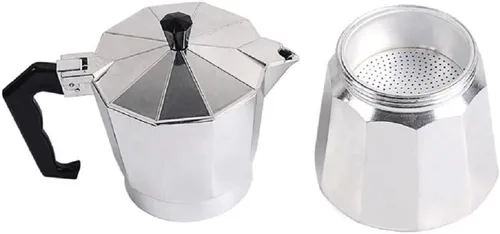 Vista 2 de J&V TEXTILES Cafetera de café y café para estufa, olla moka para café clásico italiano y cubano, cafetería (3 tazas)