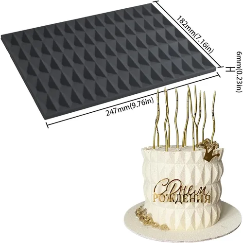 Vista 2 de mostsom Molde de Silicona para Pastel de Encaje con Patrón de Cubo, Tapete de Impresión de Fondant para Hornear, Dulces, Chocolate, Decoración