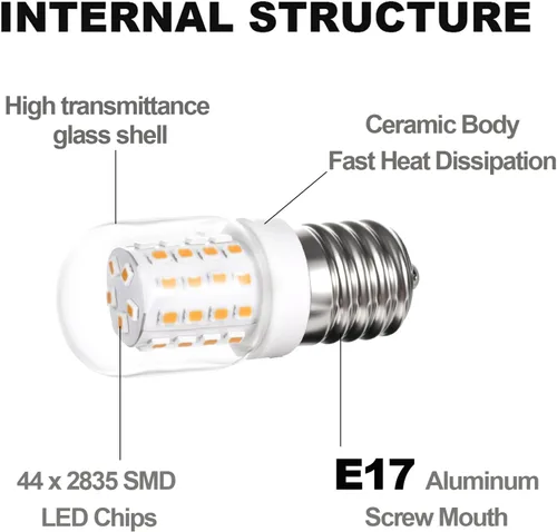 Vista 3 de 125V 40W Bombillas de luz de microondas bajo capó 8206232A - Bombilla LED E17 de 3W para microondas Whirlpool, bombilla de electrodoméstico 380Lm