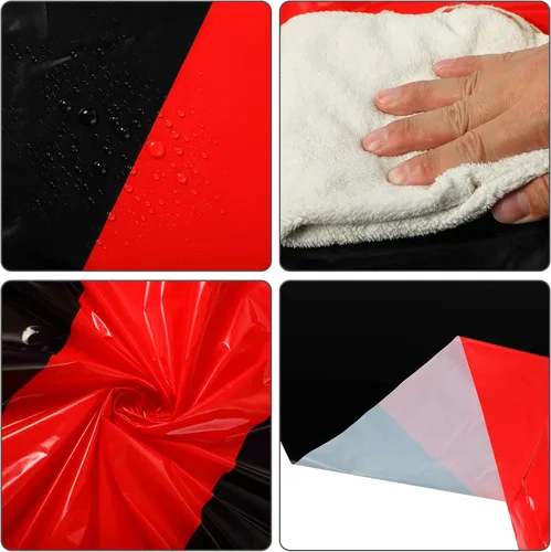 Vista 2 de Mixweer Mantel de noche de película, 3 piezas, cubierta de plástico con temática de película, mantel rectangular negro y rojo con papel dorado