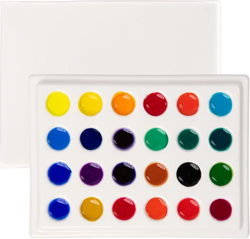 Vista 10 de MEEDEN Paleta de acuarela de cerámica con tapa, bandeja de mezcla de porcelana blanca de 12 pocillos, paleta de pintura para artista con tapa