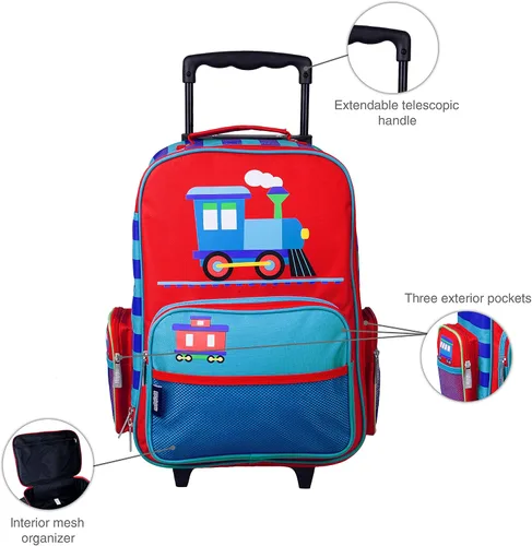 Vista 4 de Wildkin Maleta con ruedas para niños y niñas, la maleta para niños mide 16 x 11.5 x 6 pulgadas, el equipaje para niños es de tamaño de mano