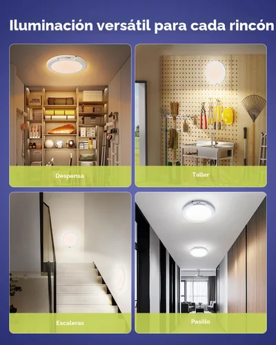 Vista 9 de Lámpara de techo alimentada por batería de 7.48 pulgadas con control remoto, luz de ducha recargable impermeable, luces de techo con sensor