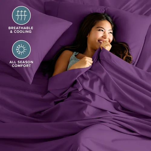 Vista 41 de Bare Home Sheet Set 1800 Ultra-Soft with 2 Pillowcases (Twin XL, Dark Blue)