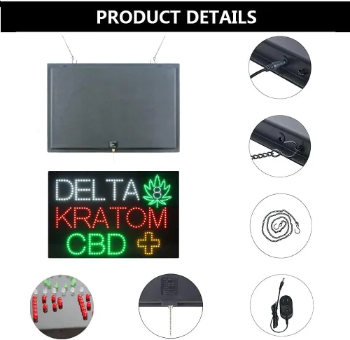 Vista 3 de Letrero LED de humo para negocios, letrero LED súper brillante abierto para tienda de tabaco, tablero de exhibición de publicidad eléctrica