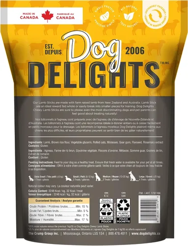 Vista 2 de Dog's Delights - Palitos de cordero masticables, 2.8 lbs, golosinas para perros