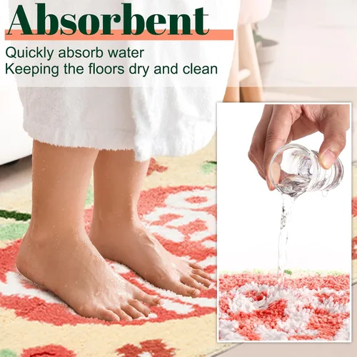 Vista 5 de Timgle Peachy Clean - Alfombra de baño de color durazno, antideslizante, suave, absorbente de agua, bonita, alfombra de baño estética, bonita