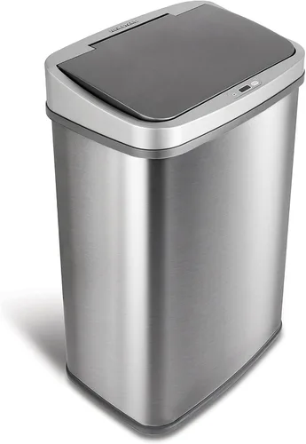 Vista 8 de Ninestars Bote de basura automático con sensor de movimiento infrarrojo sin contacto, 13 galones, 50 L, base de acero inoxidable
