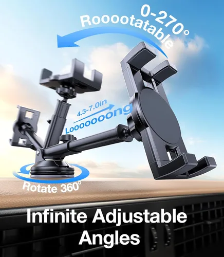 Vista 8 de Soporte para tablet para coche, soporte para iPad para coche【Parabrisas+Salpicadero】Ventosa para iPad para camión Soporte【360° 】Soporte para tablet