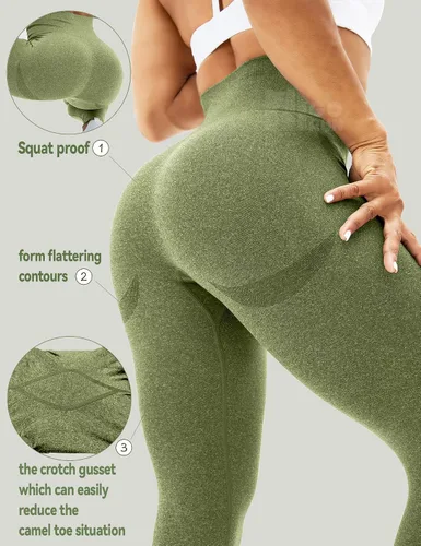 Vista 4 de HIGORUN - Leggings sin costuras para mujer moldeadores con diseño gráfico de sonrisas de cintura alta para el gimnasio yoga o hacer ejercicio