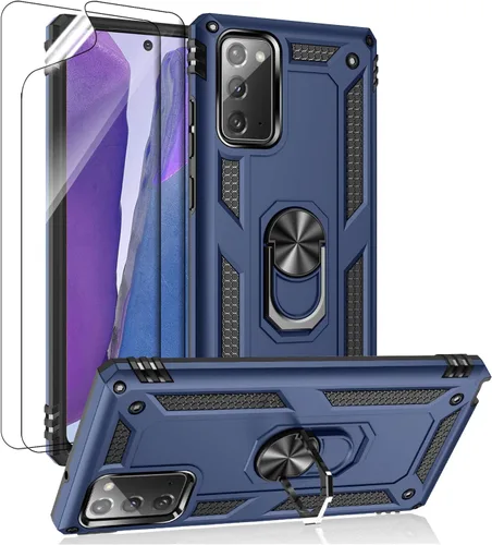 Vista 12 de Funda para Samsung Galaxy Note 20, Note20 5G con protectores de pantalla HD, soporte de anillo de metal de grado militar Androgate con soporte de 15