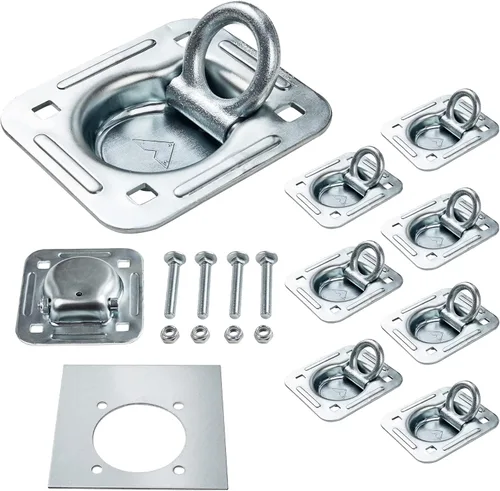 Vista 10 de Lonffery 10 PCS anclajes de amarre con anillo en D de 1/4 de pulgada, kit resistente de 2400 libras para remolque, cama de camión, casa rodante