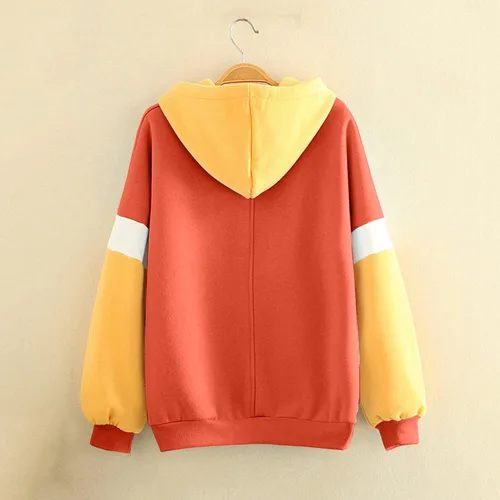 Vista 5 de Mguotp Oversized Sweatshirt For Women Trendy Casual Colorblock Pullover Loose Fit Long Sleeve Trendy Drawstring Sweatshirt