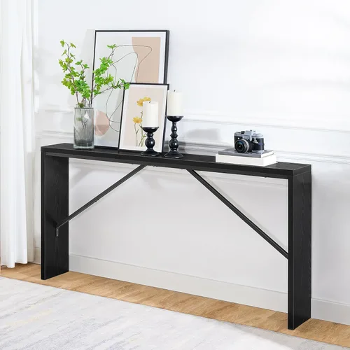 Vista 7 de MAHANCRIS Mesa consola, mesa de sofá de 62.2 pulgadas de largo detrás del sofá, mesa de entrada estrecha, mesa de comedor de granja con marco