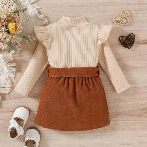 Vista 4 de Conjunto de 2 piezas de falda bonita para bebé niña pequeña para otoño e invierno